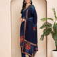 Navy Blue Embroidered Kurta Set with Pant & Dupatta