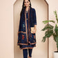 Navy Blue Embroidered Kurta Set with Pant & Dupatta
