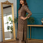 Elegant Brown Velvet Kurta Set  with Foil Print Detailing