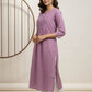 Purple Cotton Printed Kurta