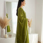 Green-Embroidered Chanderi Silk Kurta  Set