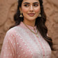 Pink Chanderi Lucknowi Embroidered Kurta with Pant & Dupatta Set