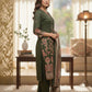 Elegant Olive Green Kurta Set with Floral Print Dupatta