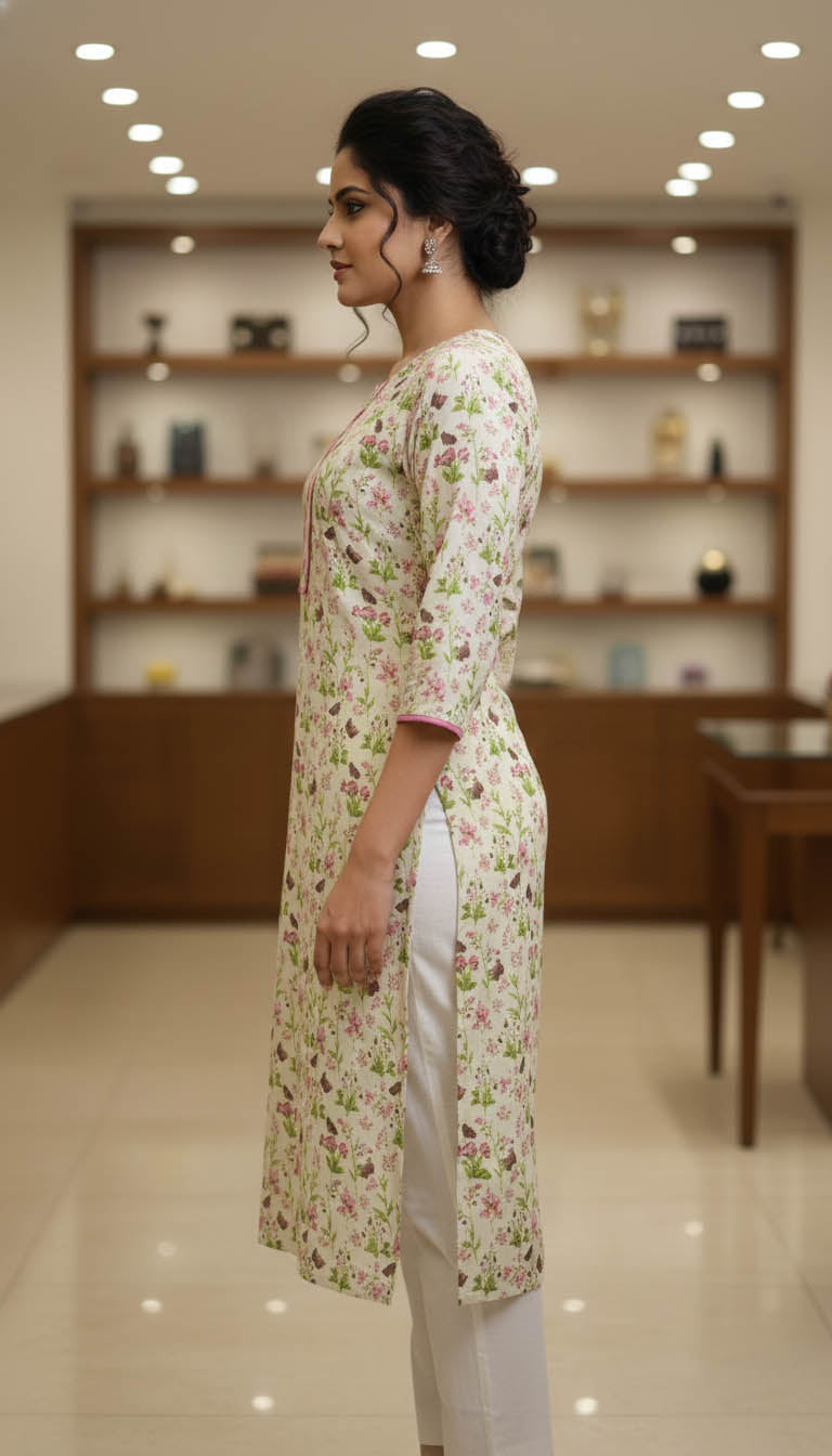 Floral Printed Cotton Kurta