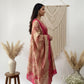 Fuchsia Embroidered Silk Kurta Set with Banarasi-Style Dupatta