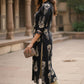 Black Rayon Printed A-Line Kurta