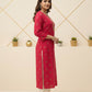 Fuchsia Embroidered Viscose Blend Kurta