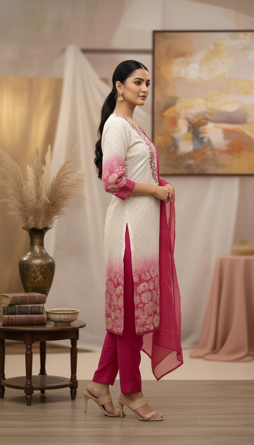 Elegant Ombre Kurta Set with Dupatta