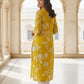 Mustard Floral Embroidered Cotton Kurta Set with Dupatta