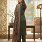 Elegant Olive Green Kurta Set with Floral Print Dupatta
