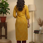Mustard Printed Rayon Kurta