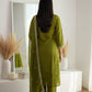 Green-Embroidered Chanderi Silk Kurta  Set