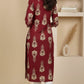 Maroon Rayon Printed Straight Kurta