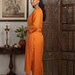 Orange Sequin Embroidered  Chanderi Silk Kurta with Trousers & Scalloped Dupatta Set