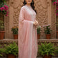 Pink Chanderi Lucknowi Embroidered Kurta with Pant & Dupatta Set