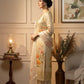 Beige Chanderi Silk Floral Jacquard Kurta Set with Dupatta