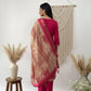 Fuchsia Embroidered Silk Kurta Set with Banarasi-Style Dupatta
