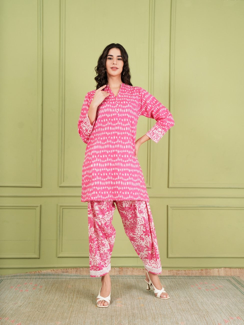 Fuchsia Bloom Cotton Suit Set