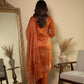Rust Orange Tissue Chanderi Embroidered Kurta with Trousers & Dupatta