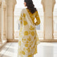 Mustard Floral Embroidered Cotton Kurta Set with Dupatta