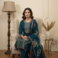Elegant Navy Blue Embroidered  Design Printed Kurta set with dupatta