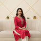 Fuchsia Embroidered Viscose Blend Kurta