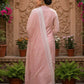 Pink Chanderi Lucknowi Embroidered Kurta with Pant & Dupatta Set