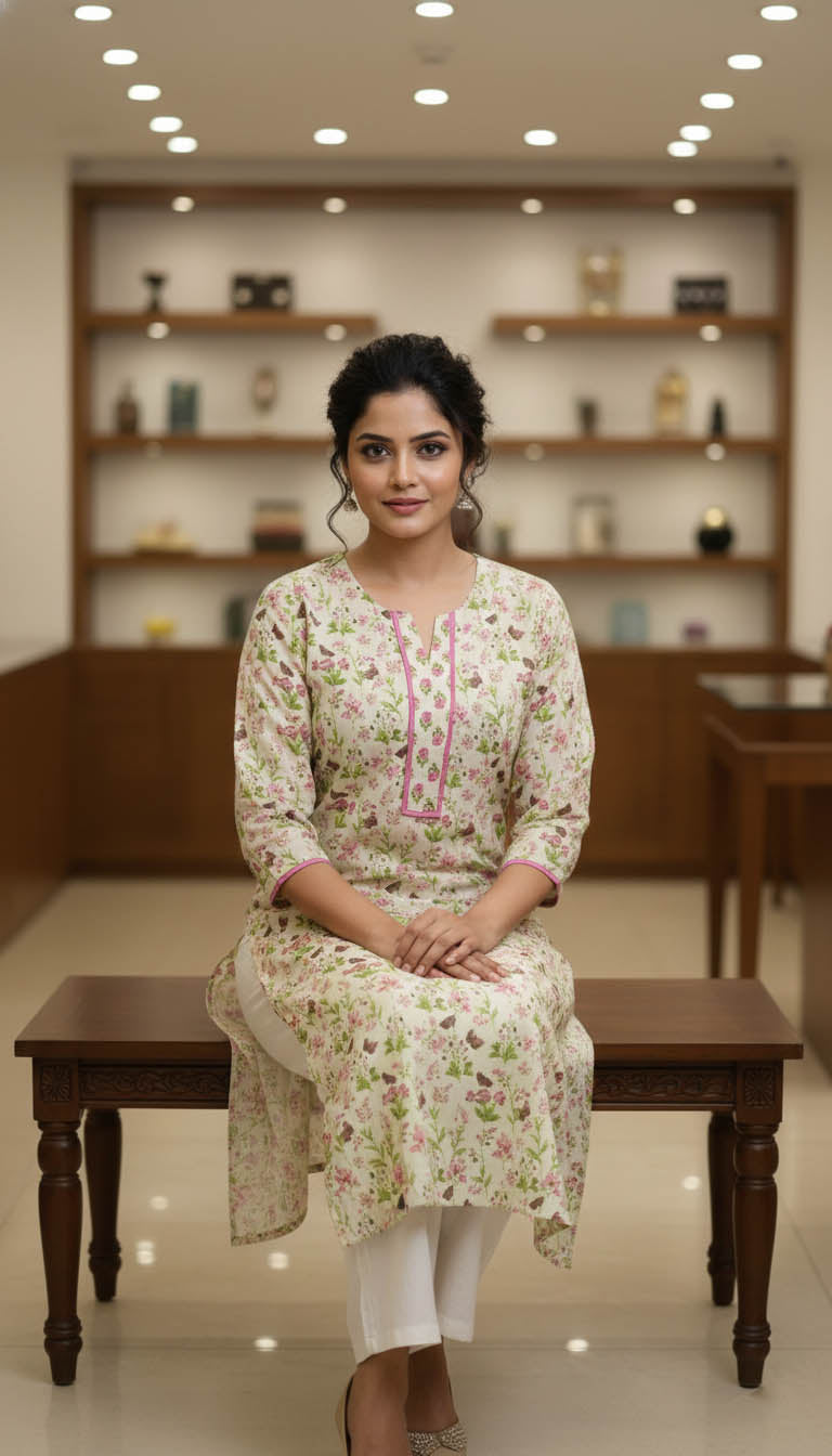 Floral Printed Cotton Kurta