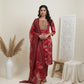 Elegant Maroon & Gold Embroidered Kurta Set with Printed Dupatta