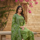 Elegant  Green Printed Embroidered Kurta Set with Pant and Dupatta