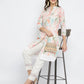 Women Off White floral A-Line Kurta.