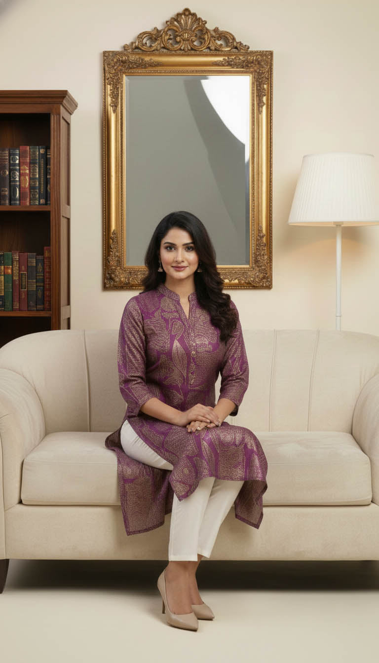 Purple Printed Kurta