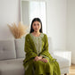 Green-Embroidered Chanderi Silk Kurta  Set