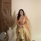 Beige Chanderi Silk Floral Jacquard Kurta Set with Dupatta