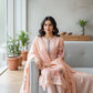 Elegant Everyday Peach Floral Printed Kurta Set With Dupatta
