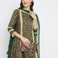 Women Green Ethnic Printed A-Line Kurta with pant & with dupatta