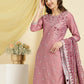 Women Purple Embroidered Kurta with pant & with Printed  dupatta.