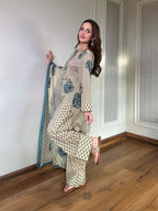 Blue Bloom Cotton Kurta Set