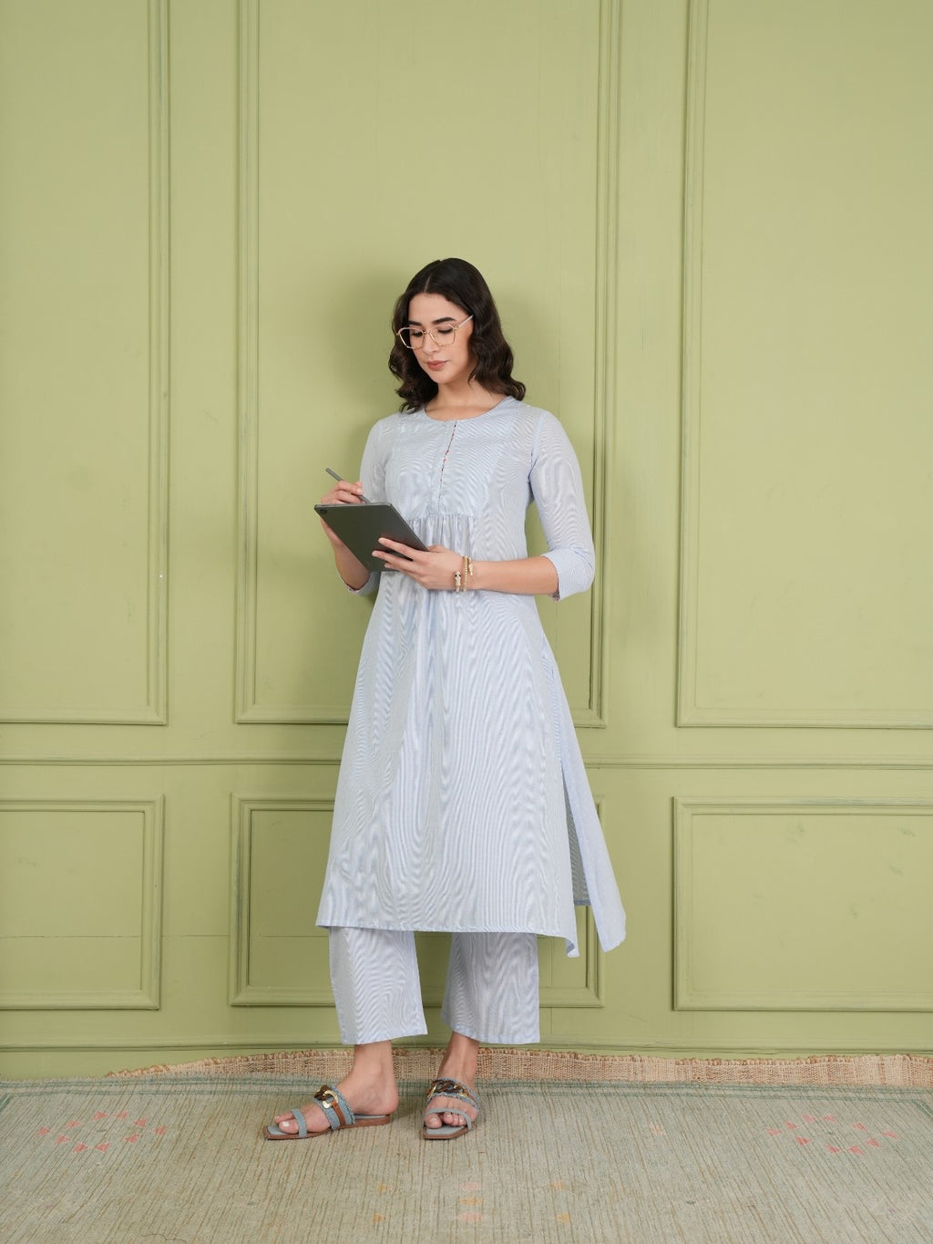 Sky Blue Cotton Co-ord Set