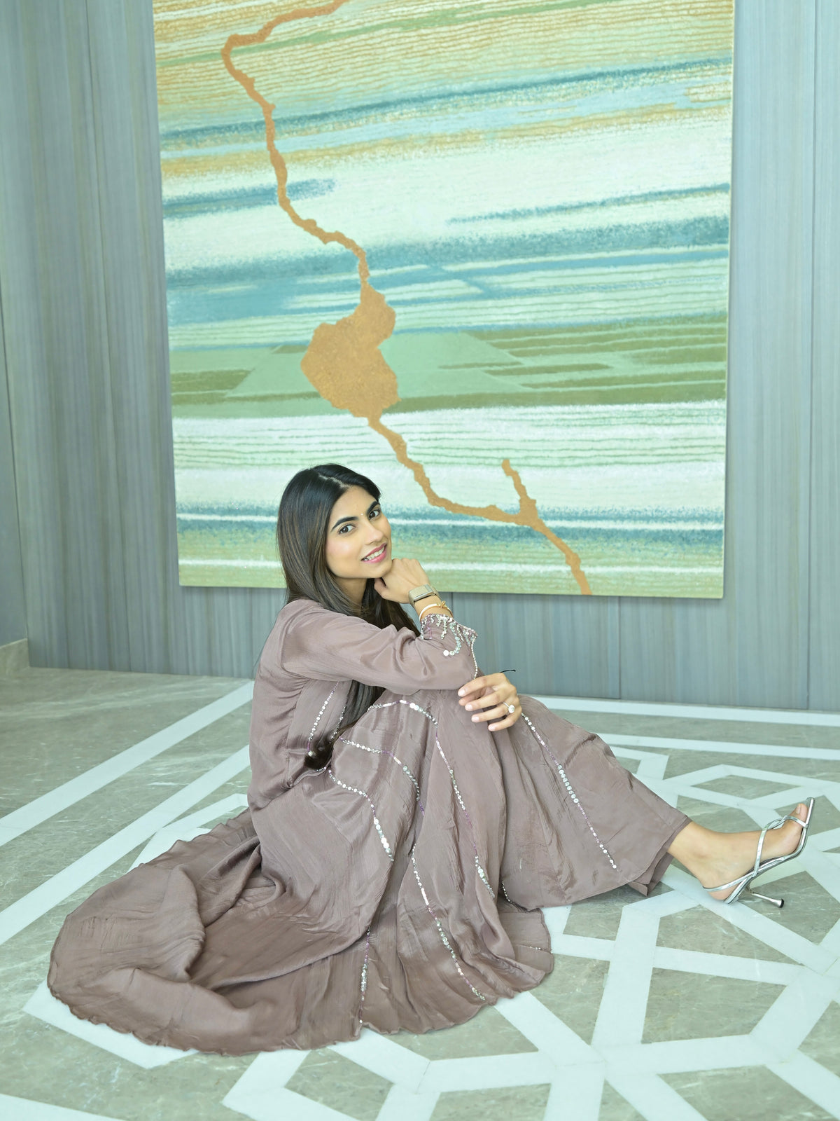 Mauve Sequin Kurta Set