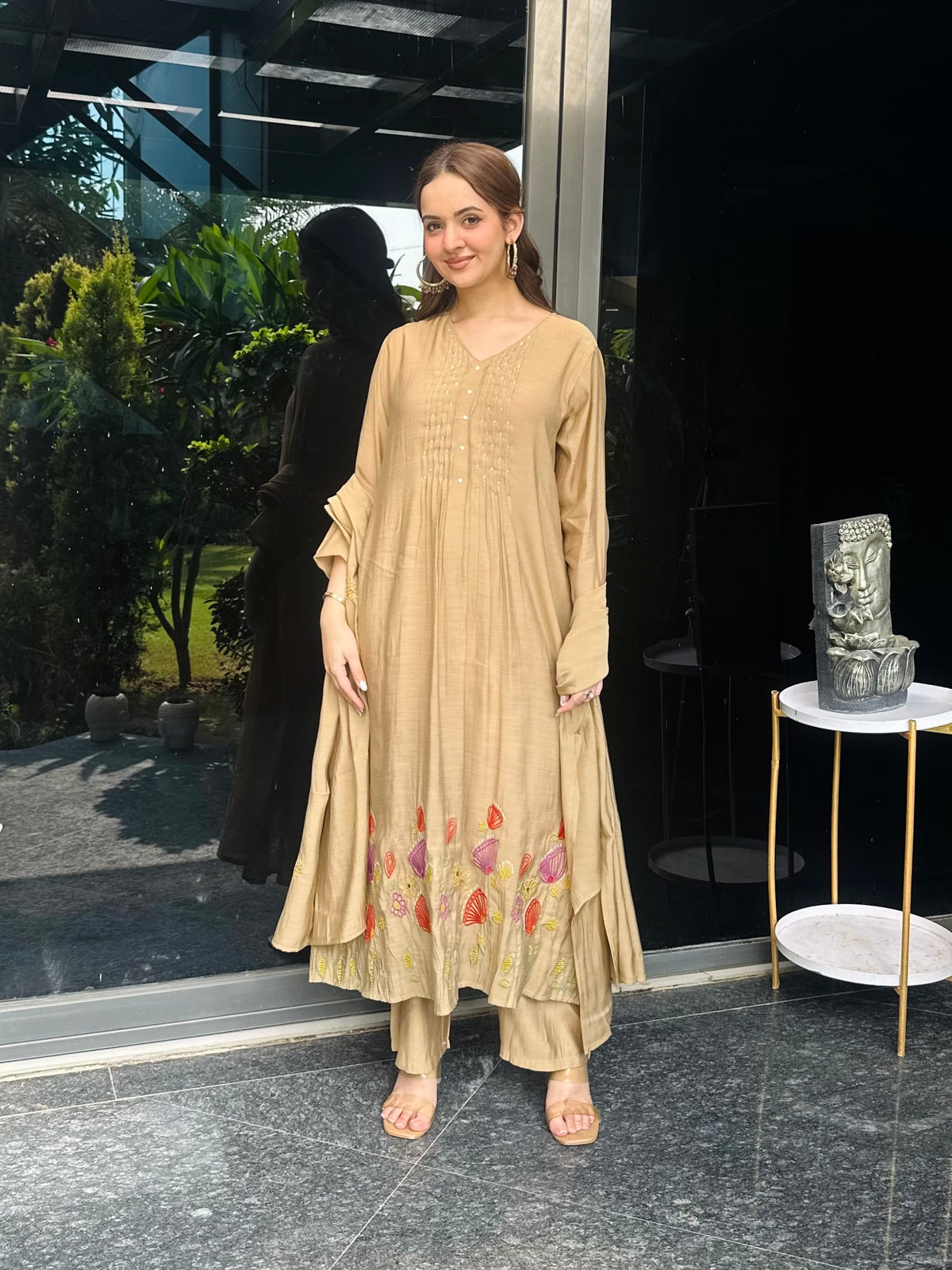 Mehfil Beige Cotton Kurta Set