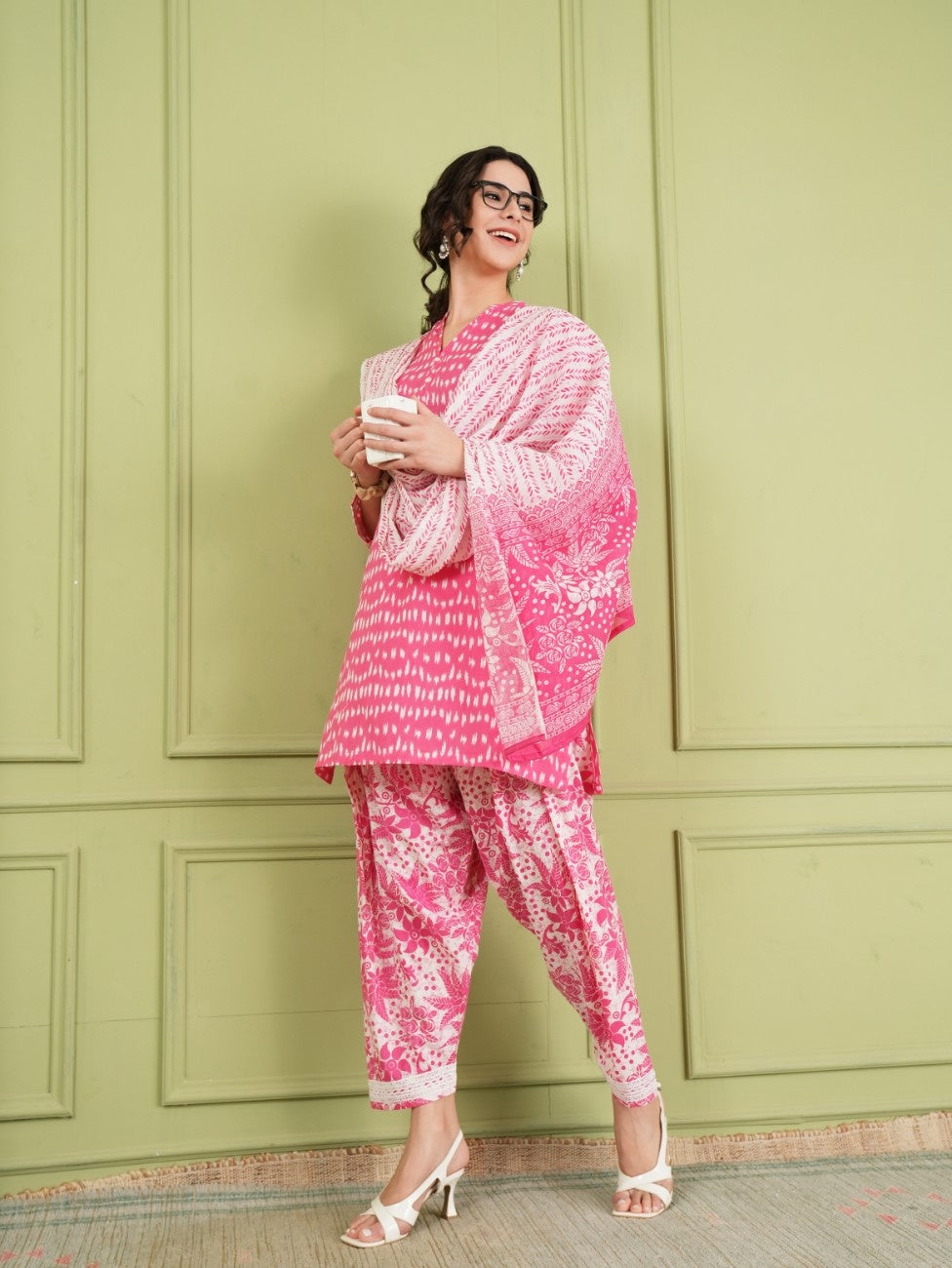 Fuchsia Bloom Cotton Suit Set