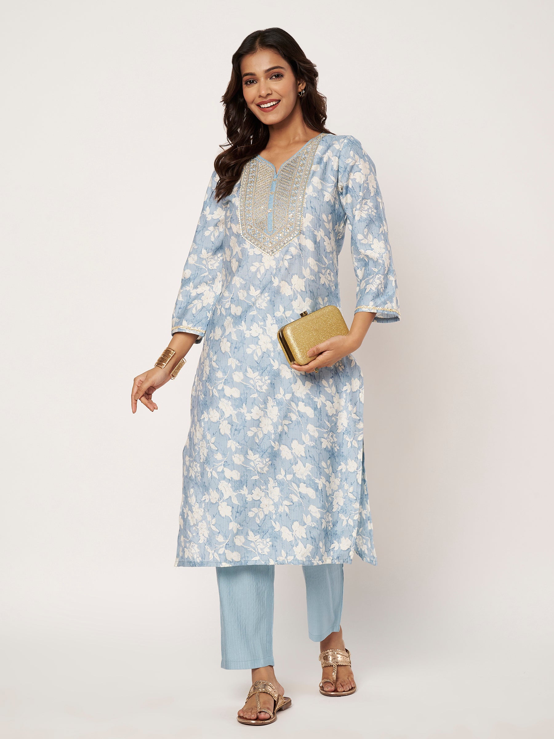 Sky Blue Floral Set