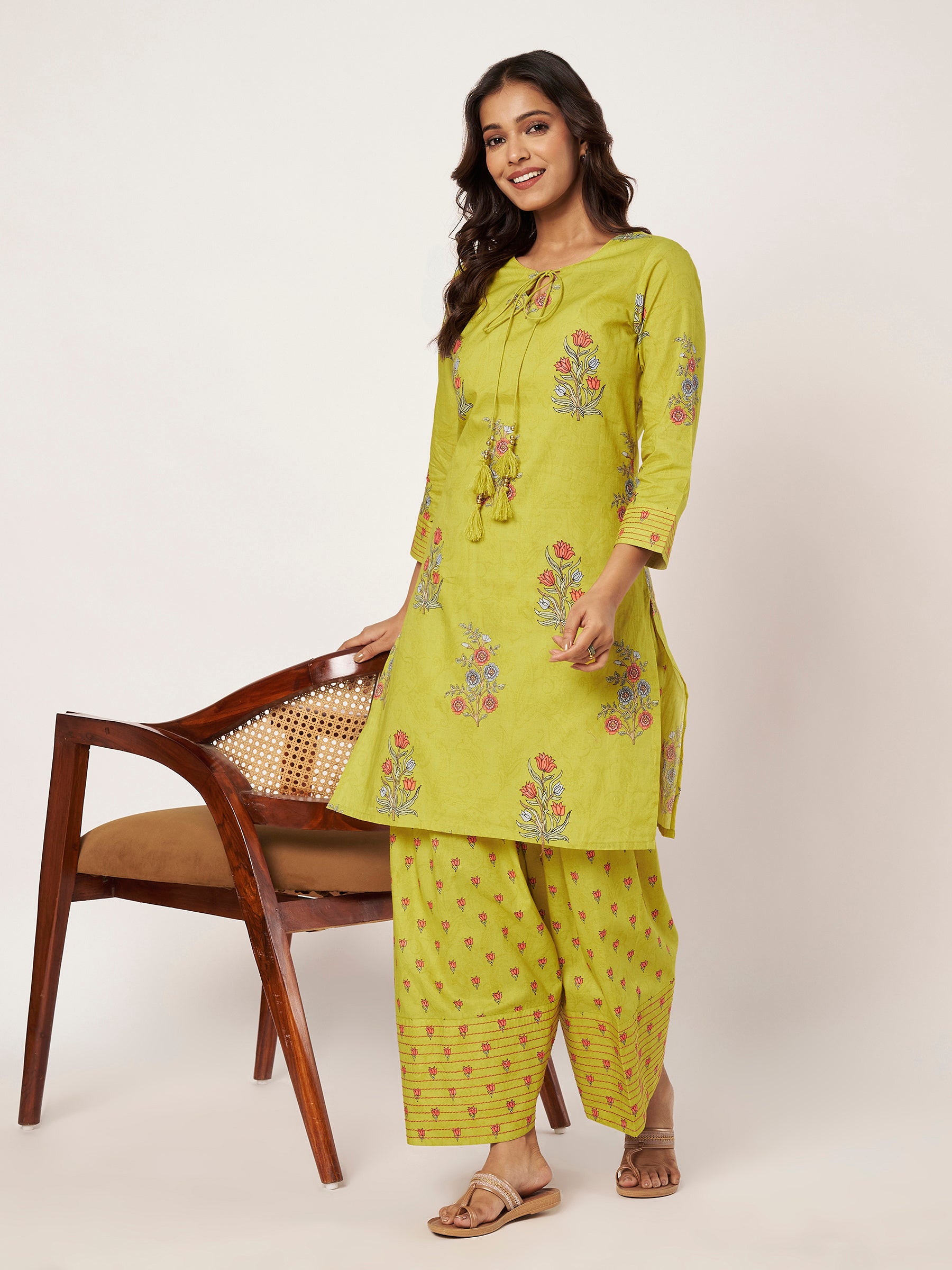 Lime Floral Set