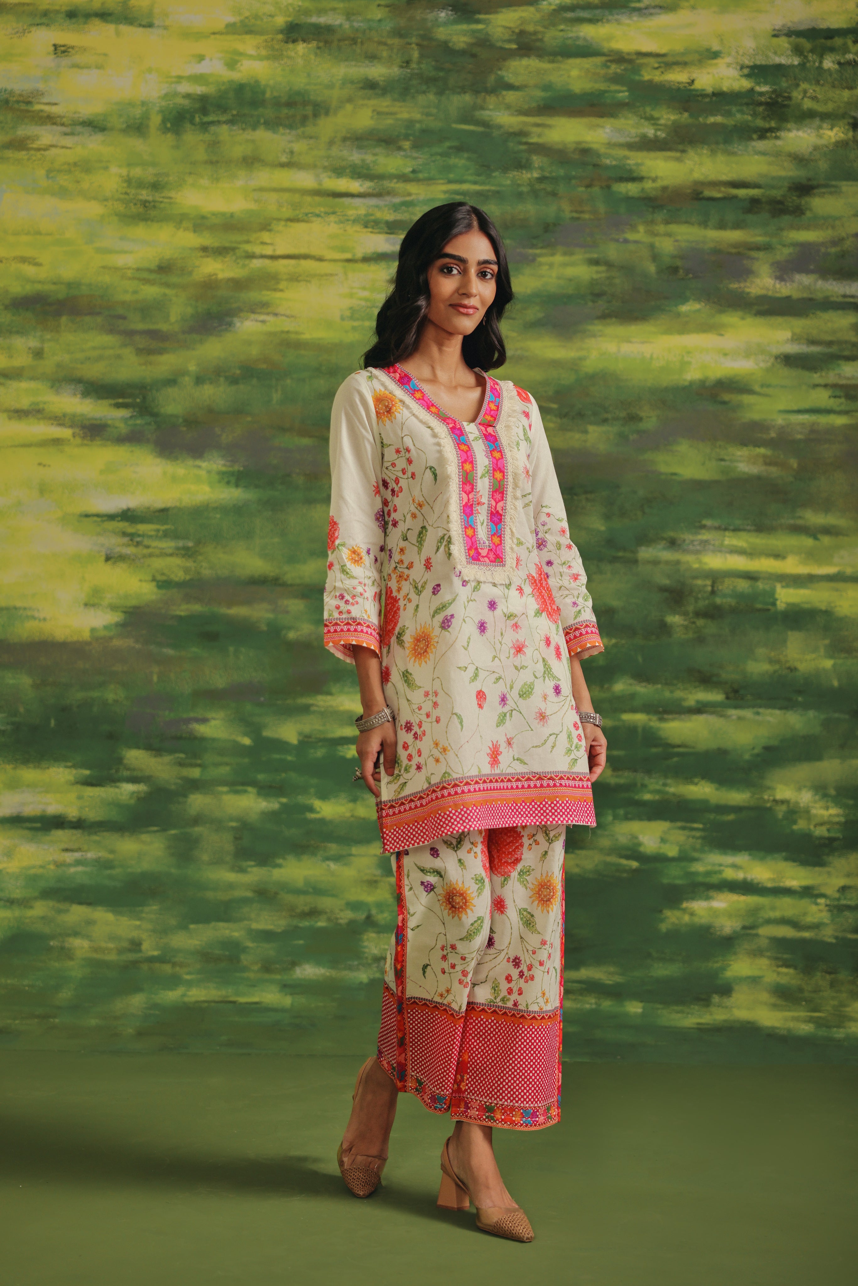 Rosé Garden Cotton Kurta Set