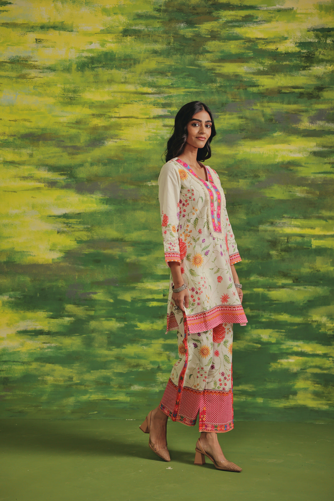Rosé Garden Cotton Kurta Set