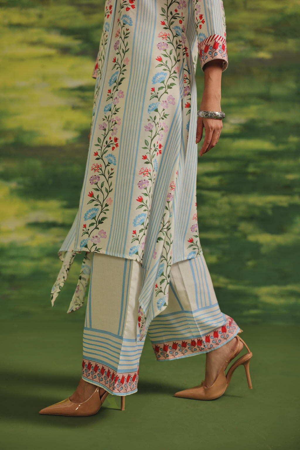 Iris Stripe Cotton Kurta Set