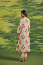 Rose Stripe Cotton Blend Suit Set