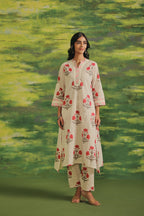 Rose Stripe Cotton Blend Suit Set