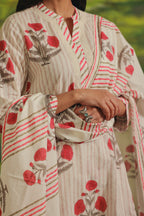 Rose Stripe Cotton Blend Suit Set